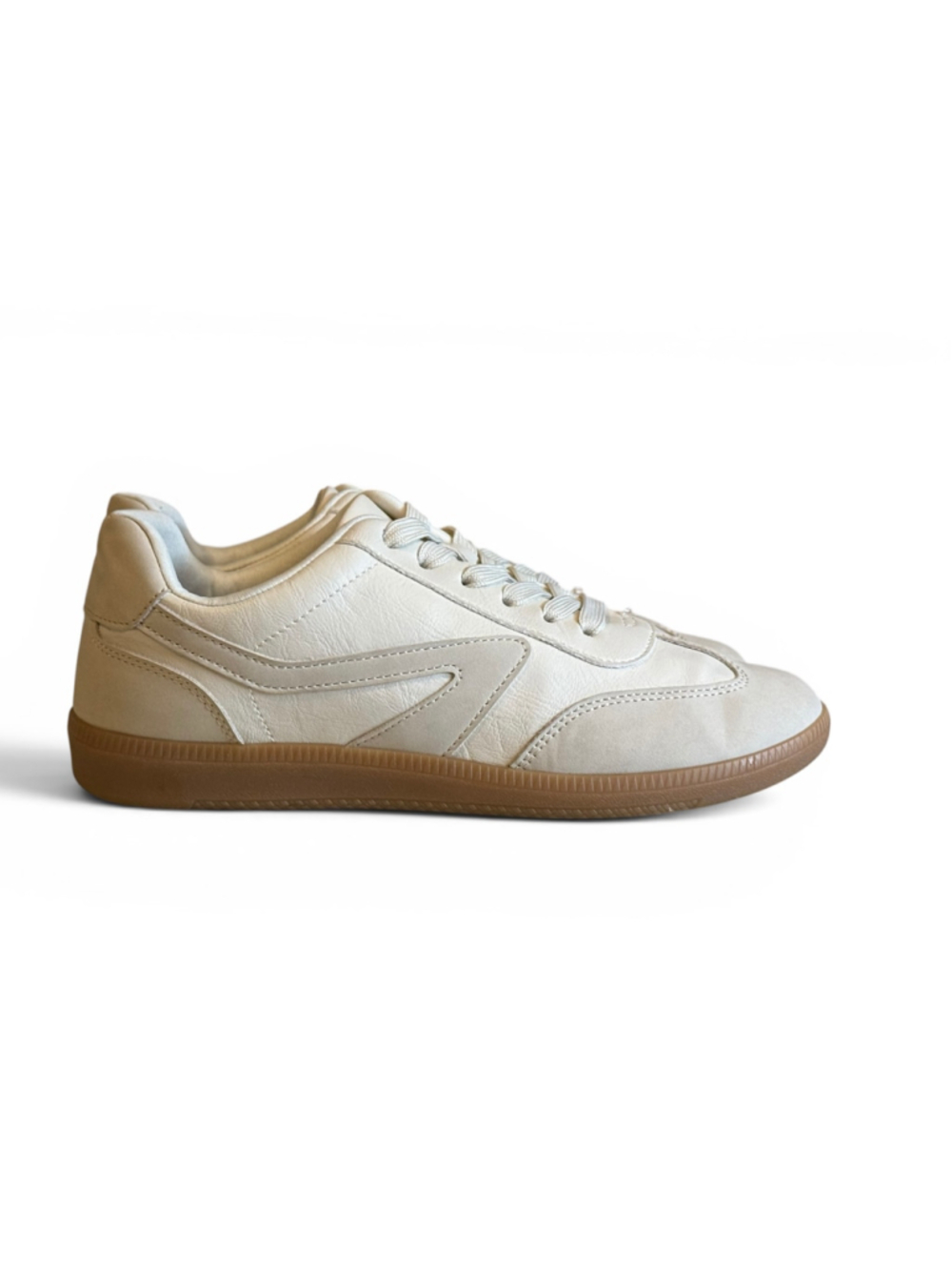 Dolce Vita Women's Quantum Beige Leather Sneakers Gum Sole Sz 8 Casual Trainer - Picture 2 of 9